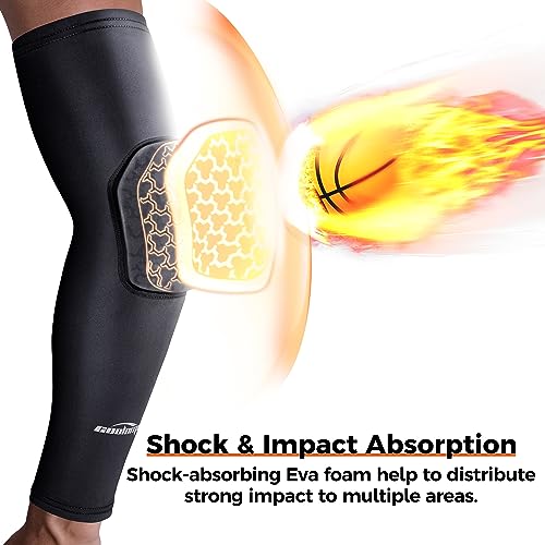 COOLOMG Padded Arm Sleeves Compression Elbow Pads for Volleyball Basketball Football Youth Kids Adult - color: New Black, size: X-Small