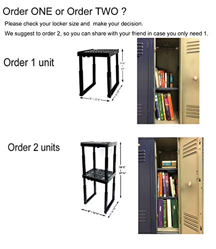 Locker Organizer Shelf， Adjustable Width and Height, Ideal Locker for School, Office, and Gym Lockers (Black) - color: Black