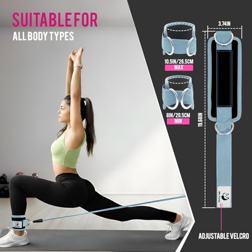 Slim Panda Ankle Strap for Cable Machine,Ankle Cuff for Kickbacks, Booty Hip Abductors,Glute Workouts, Leg Extensions, Curls for Men and Women, Adjustable with Double D-Rings - color: Cyan, style: Pair