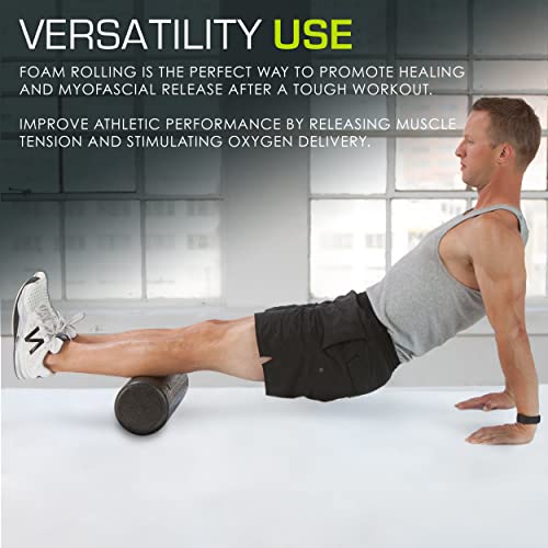 ProsourceFit High Density Foam Rollers 18 - inches long, Firm Full Body Athletic Massage Tool for Back Stretching, Yoga, Pilates, Post Workout Muscle Recuperation, Black - color: Black, size: 18"H x 6"D