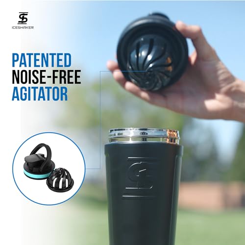 Ice Shaker Insulated Stainless Steel Shaker Bottle | 26oz, Mint | Cold for 30+ Hours | Insulated Cup with Twist-on Agitator | Odor-Free Bottle for Protein Shakes, Water, Smoothies, Cocktails - color: Mint