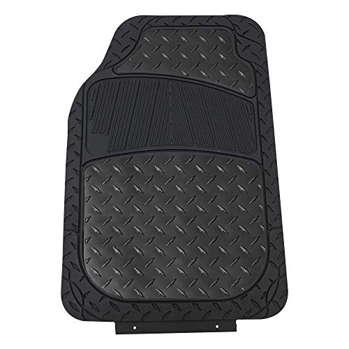 FH Group Automotive Floor Mats - Heavy-Duty Metallic Rubber Floor Mats for Cars, Universal Fit Full Set, Climaproof Floor Mats, Trimmable Floor Mats for Most Sedan, SUV, Truck Floor Mats Black - color: Black