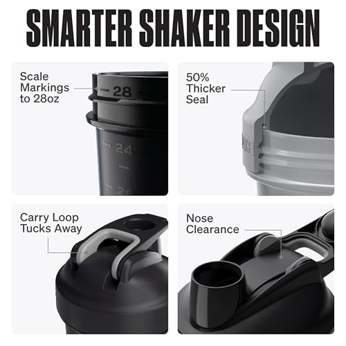 Hydra Cup ShakerShark - 2 Pack 28 oz Protein Shaker Bottles for Protein Mixes with 2 Weighted Wire Whisks, Leak Proof Shaker Cups for Protein Shakes and Pre Workout (Grey/Black) - color: Grey/Black