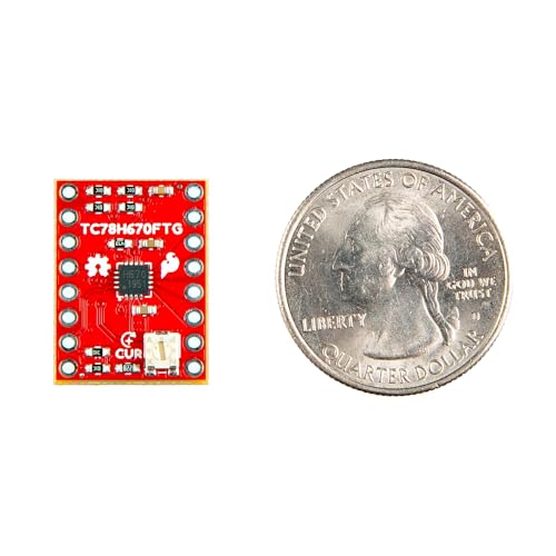 SparkFun Mini Stepper Motor Driver - TC78H670FTG - Compact Driver with breadboard-Friendly 0.1in. Pin -Output Current: 2.0 A (max) - Board Dimensions: 0.6 in. × 0.8 in.