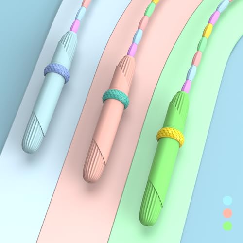 Beaded Jump Rope 1 Pack/2 Pack, ACEONE Segmented Skipping Rope for Kids Adults, Adjustable Tangle-Free Toddler Jumping Rope for Fitness Exercise Training - color: Blue+Pink