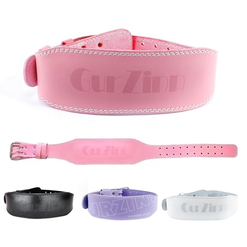 9mm Leather Fitness Weight Lifting Belt for Women&Men with 4 Inches Padded Lumbar Support for Power Lifting Workout & Squats Exercise - color: Pink, size: Extra Small