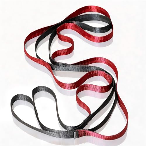 Acozycoo Stretching Strap with Loops,Non-Elastic Yoga Strap for Physical Therapy,Knee Replacement Recovery & Plantar Fasciitis,Leg Stretcher Band for Flexibility & Hamstring Rehab - color: Red