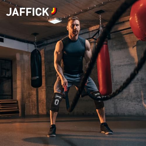 Jaffick Knee Sleeves (1 Pair),Double Layer Compression Knee Braces for Suitable for Squats, Weightlifting, Powerlifting, Gym Exercises, Unique Pressure Belt Design，7MM Neoprene Sleeves - size: L