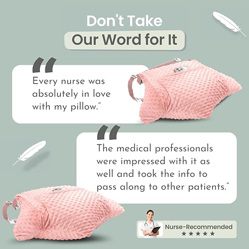 MOYOAMA Hysterectomy Pillow Post Surgery – Form-Fit Support Shield with Secure Straps, 2 Pockets, & Cozy Muff – After Hysterectomy Recovery Must-Haves, Post-Op C-Section Pillow Post Surgery Gifts - color: Rose Gold