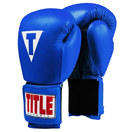 Title Classic Leather Elastic Training Gloves 2.0 - color: Blue, size: 18 oz