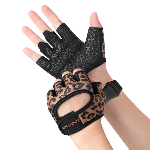 Short Workout Gloves for Women Men, Weight Lifting Gloves Full Palm Pads | Minimal Gym Gloves for Weightlifting, Exercise, Fitness, Training, Extra Grip, Fingerless Work Out Gloves Womens, Breathable - color: Leopard, size: Large