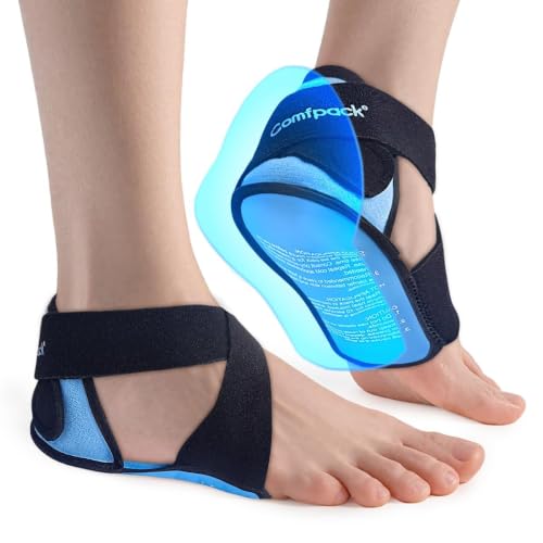 Comfpack Plantar Fasciitis Relief Ice Packs, 2PCS Heel Ice Pack Warp for Pain Relief with Heel & Sole Gel Coverage, Adjustable Hot Cold Therapy Foot Ice Pack Wrap for Heel Spur, Achilles Tendonitis