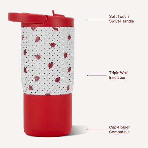 HydroJug Sport 14 oz Insulated Kids Water Bottle with Straw, Ladybug - color: Ladybug, size: 14oz