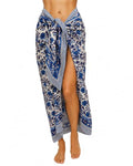 100% Cotton Hand Block Print Pareo Sarong Swimsuit Wrap Skirt Cover Up Long Women’s Apparel Fabric Beach Bikni (73" x 44") - color: Blue 5