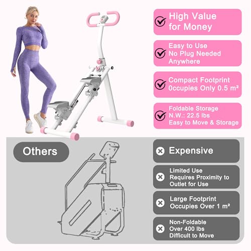 Stair Stepper for Home, Vertical Climber Machine for Full-Body Exercise,265lbs Home-Upgrade Climber Fitness Equipment with Stable Frame Adjustable Handlebar for Women Men - color: Pink
