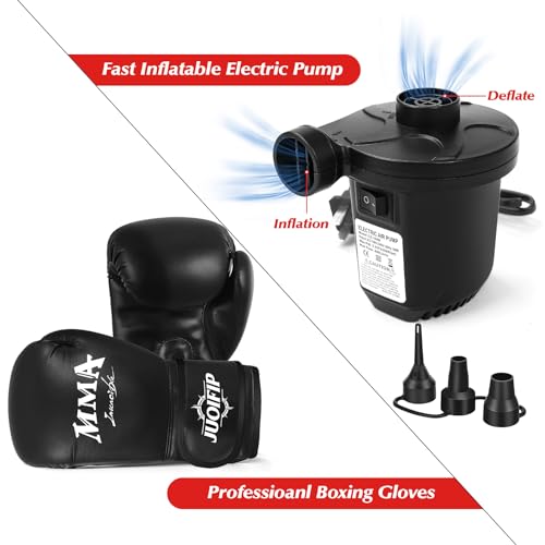 Punching Bag for Adults Teens, Standing Boxing Bag with Gloves and Pump - color: black and red, size: 70inch