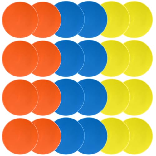 Spot Markers 4inch 9inch Rubber Agility Dots Flat Cones Non Slip Sports Dots Floor Spots Agility Markers for Kids Soccer Football Basketball Speed Agility Training - style: 24pcs (3Colors) 9inch