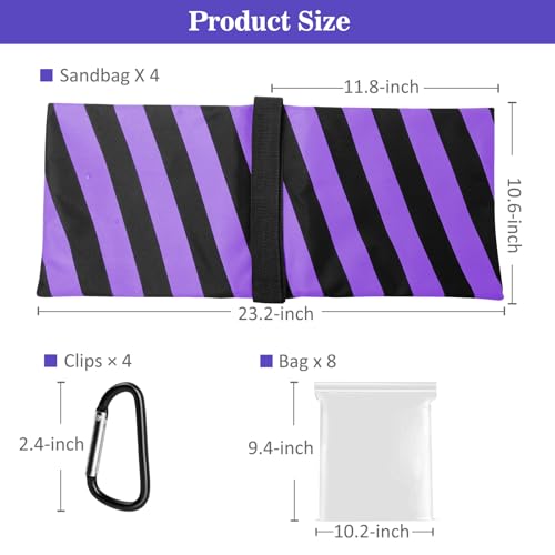 4 Packs Purple Sandbag Weight Bags for Light Stand Photography Video Equipment, Heavy Duty Saddlebags for Backdrop Stand, Photo Tripod, Canopy, Pop up Tent, Umbrella Base, Fishing Chair, Picnic Table - color: Purple