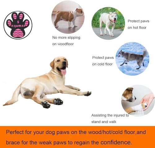 Dog Paw Protector Non-Slip Gripper Traction Pads,Walk Assistant for Senior Dogs,Foot Stickers for Hardwood Floors,Dog Shoes Booties Socks Replacement,6 Sets (24 pcs) XL Black - size: XL-2.2*2.0 inch(L*W)