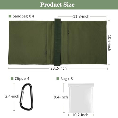 Aimosen 4 Packs Sandbags Military Green Weight Bags for Light Stand, Heavy Duty Saddlebags for Photography Backdrop Stand, Photo Video Tripod, Pop up Tent, Umbrella Base, Fishing Chair, Picnic Table - color: Green