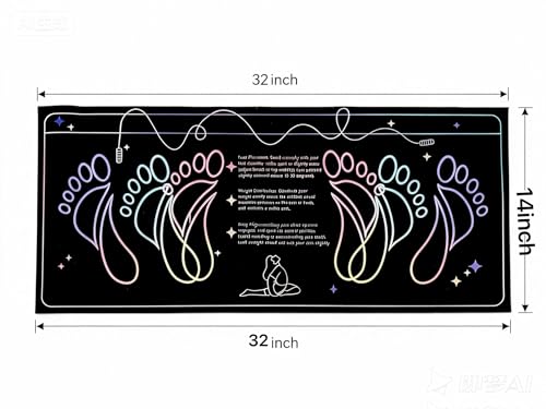 Squat Mat With Foot Position (32 * 14in) - Anti Slip Training Mat, Perfect for Leg & Abdominal Exercises, Squat Pads Activate Muscles, Prevent Injuries, Lightweight Portable for Home Gym - color: Neon Gradient