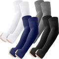 ROXUN Arm Sleeves with Thumb Hole, Cooling UV Sun Protection Compression Tattoo Cover Up for Men/Women - color: 4 Pairs - Black+white+dark Gray+navy