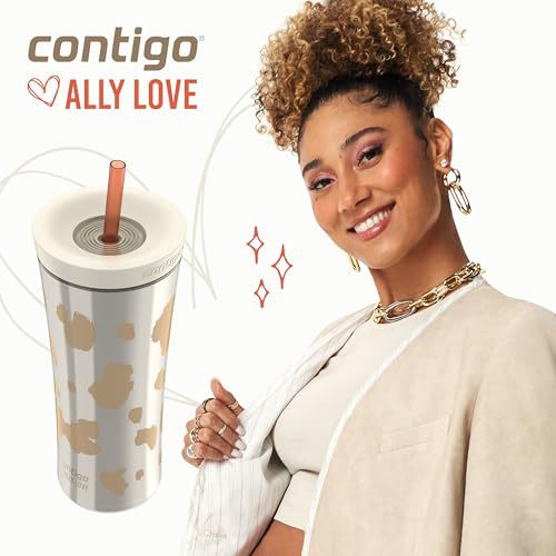 Contigo x Ally Love Shake & Go Tumbler, Autoclose Lid, Leak Proof, 20oz, Oatmilk - color: Oatmilk