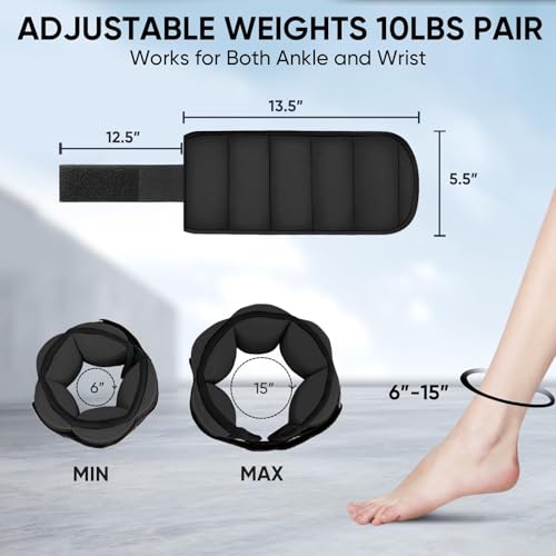 APEXUP Adjustable Ankle Weights for Women and Men, Modularized Leg Weight Straps for Yoga, Walking, Running, Aerobics, Gym, Physical Therapy - color: Black, size: 5 lbs x2