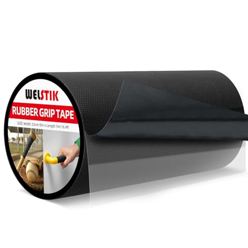 WELSTIK 9" x 16.4FT Rubber Skateboard Grip Tape - Extra Wide Anti-Slip Traction Sheet, Non-Abrasive Shoe Friendly Grip Tape for Skateboard Decks, Scooters, Tool Handles, and Stairs - Black - size: 9inch*16.4ft