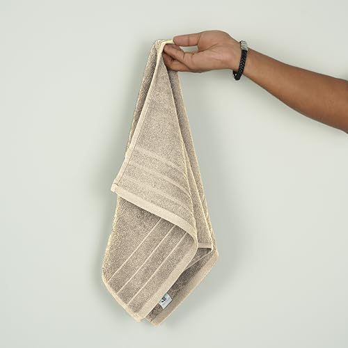 Tens Towels Pack of 6 Hand Towels, 100% Cotton, Lighter Weight, Quick to Dry, 16 x 28 Inches, Super Soft & Absorbent, Perfect for Bathroom & Kitchen (Beige) - color: Beige