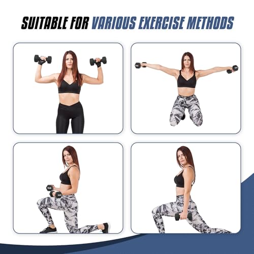 MADOG Dumbbell Set, Anti-Slip Neoprene Coated Hexagon Hand Weights for Home Gym Equipment Workouts Strength Training - color: Black, style: 10 Pound - Pair