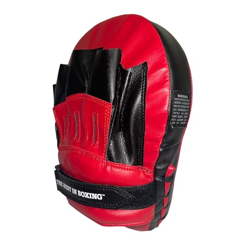 Ringside 10.5” Red Curved Boxing Punch Mitts Pair - Durable Striking Pads for Training and Sparring