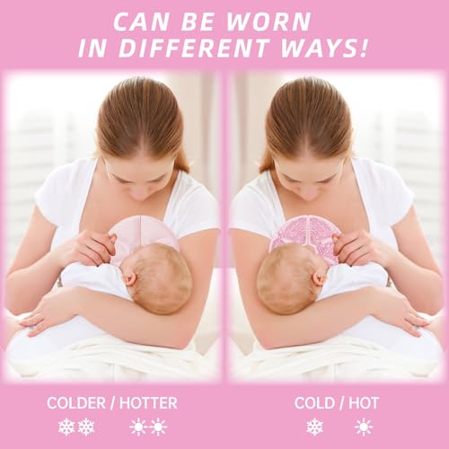 Breast Therapy Ice Packs Large Hot Cold Breast Pads, Nipple Cooling Gel Pads for Clogged Milk Duct Relief, Engorgement, Breast Augmentation Surgery, Breastfeeding Essentials for New Moms, 2 Pack - color: Pink(drop-shaped)