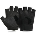 IZUS Anti-Slip Fingerless Workout Gloves for Women Gym/Exercise/Fitness/Training/Cycling with Excellent Grip/Cushion-Pads - color: Black