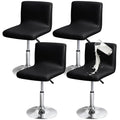 Gollense Stretch Bar Stool Covers with Backs, 4 Pack Waterproof PU Leather Pub Counter Dining Chair Covers, Square Swivel Barstool Seat Slipcover with Elastic Bottom for Low Short Back (Black) - color: Black
