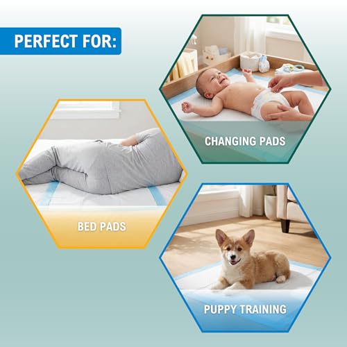 Medpride Disposable Underpads 17'' x 24'' (100-Count) Incontinence Pads, Bed Covers, Puppy Training | Thick, Super Absorbent Protection for Kids, Adults, Elderly | Liquid, Urine, Accidents