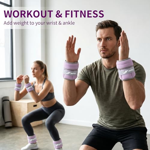 Adjustable Ankle Weights 1-3/4/5/6/8/10/20 LBS Pair with Removable Sandbags for Women & Men - color: light purple, size: 3lbs Pair (1.5lb Each Weight)