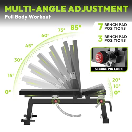 HANDBODE Adjustable Weight Bench for Full Body Workout, 1500 LBS Weight Capacity Bench Press Bench of Home Gym Strength Training, Incline Upright Flat Utility Workout Bench with Fast Adjustment - color: 1300 lb Weight Bench & 150 lb Dumbbell Set A