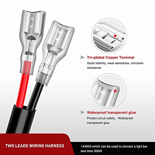 Nilight 16AWG 10Feet Wiring Harness Extension for 6Modes Amber White Light Bar Strobe Play and Plug 3-Wires, 2 Years Warranty, Black, 2PCS - size: 14AWG -10FT 1Pc