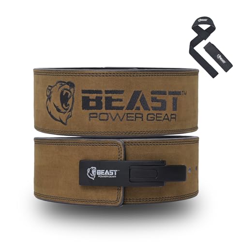 Beast Power Gear Weight Lifting Belt Lever Buckle 10MM 13MM Thick & 4 Inches Free Strap Weightlifting, Powerlifting, Deadlifts, Squats Men Women - color: Green Olive, size: X-Large