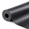 SEAL 4 x 6 FT Premium Garage Floor Mat, Solid 2.8mm Thick Lay-Flat Black Commercial Grade Heavy Duty Parking Mat for Golf Cart, Workbench, ATV, Water/Stain Resistant Runner (Embossed Diamond Plate) - size: 72"L x 48"W x 0.1"Th