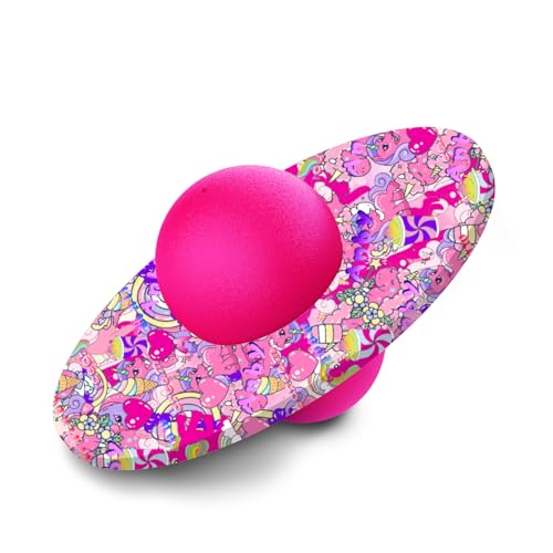 Pogo Ball for Kids & Adults Up to 200 lbs, Balance Toy for Indoor Outdoor | Balance Coordination Bounce Board Pop Ball Cool Fun Challenge Indoor Outdoor Toys Pogo Jumper Birthday Gifts for Boys Girls - color: pink