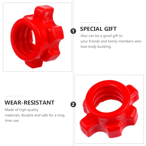 Kisangel 4Pcs Dumbbell Spinlock Collars, 1 Inch Standard Barbell Star-Shaped Nut, Non-Slip Replacement Screw Clamps for Weight Lifting Fitness Training, Red