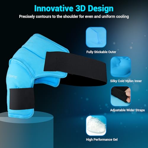 Comfytemp Shoulder Ice Pack Wrap for Injuries Reusable Gel, Physical Rotator Cuff Cold Therapy Arm Shoulder Sleeve for Pain Relief, Fracture, Arthritis, Surgery, Recovery (S/M) - color: Blue - 1 Gel Pack