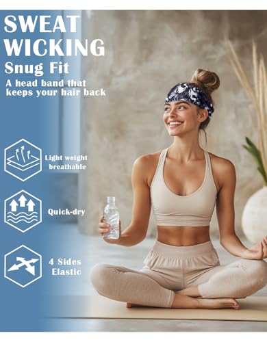 Headbands for Men & Women, Sweat Headband Non-Slip Sweatband Sports Running Cycling Yoga Basketball Workout Football Training - color: Skull Pack