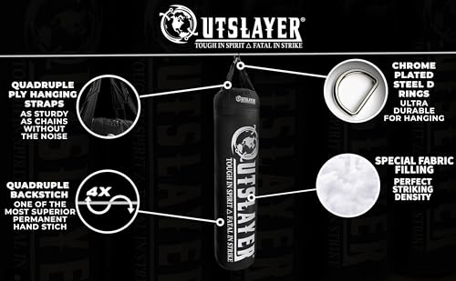 Outslayer 100 lbs Filled Heavy Bag | Custom Colors for Boxing, Kickboxing, Taekwondo & MMA Training | Made in USA - color: Custom, style: Without Bottom D-Ring