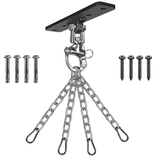 Dolibest Heavy Bag Hangers Brackets, Punching Bag Hangers, Heavy Bag Ceiling Mount for Body Weight Strength Training Systems, Aerial Yoga Swing & Hammock, Resistance Band - color: 4 Holes Punching Bag Hanger With Chain