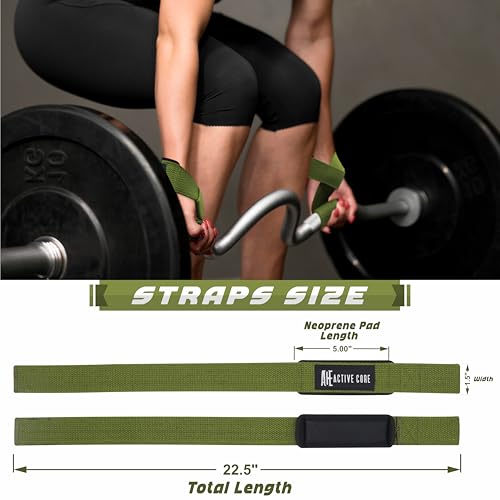 Lifting Wrist Straps for Weightlifting, Weight Lifting Straps Gym Strength Training, Neoprene Padded Wrist Support, Deadlift Straps for Men & Women, 22.5 Inch Cotton - color: Military Green