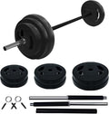 40Lb Adjustable Dumbbell Barbell Set with Cardio Pum, 6 Weight Plates & 3 51-Inch Bar Bars - Cardio Pump for Home Gym, Full Body Strength Training, Multi-Color Free Weights - color: Black-Round-40lb