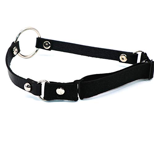 Adjustable Elastice 2 Rows Leather Leg Harness Garter Belt Punk Gothic Thigh Ring Garter - color: Black With Ring & Cat